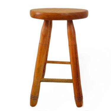 Imagem de BANCO DE MADEIRA ENVERNIZADO MÉDIO 50CM BANCO MÉDIO TAMBORETE BANCO RUSTICO COM VERNIZ BANQUETA