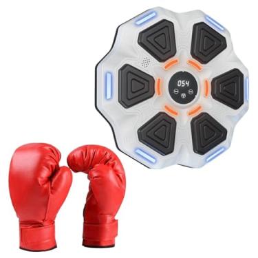 Imagem de Aymzbd Máquina de boxe musical, com luvas, treinador de boxe, alvo eletrônico de parede para kickboxing, Branco