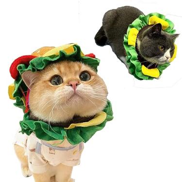 Imagem de ANIAC Chapéu de hambúrguer engraçado para gato e cachorro fantasia de Halloween batatas fritas pet boné macio recuperação cone coleira (pequeno)