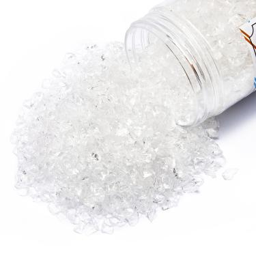 Imagem de TWINKLING Vidro esmagado de alto brilho, vidro quebrado, vidro de fogo, lascas de pedras preciosas de vidro para fogueira, arte de resina DIY, artesanato epóxi, pintura de geodo, decoração de jardim de aquário, 6-9 mm (370 g/13 oz.) (transparente/transparente)