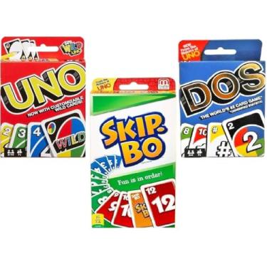 Imagem de Mattel Uno, Dos and Skip-Bo Card Game, Combo Pack of 3