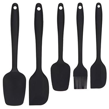Imagem de Seribrmo Conjunto de espátula de silicone resistente ao calor de 5 peças, conjunto de utensílios de cozinha de silicone antiaderente com diferentes formas, espátula de mistura para gelar, regar,
