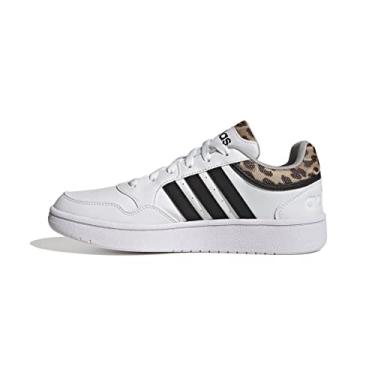 Imagem de adidas Tênis de basquete feminino Hoops 3.0, Branco/preto/cinza, 11