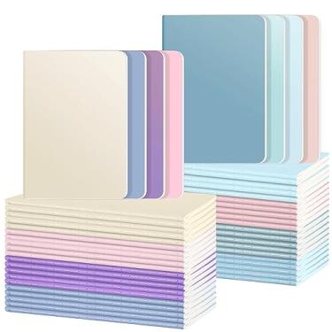 Imagem de Ddaowanx Pacote com 48 cadernos coloridos, diários em massa, cadernos de esboços de papel pautado, 72 páginas, 36 folhas, 80 g/m², 20 x 12 cm, tamanho A5, cadernos de escrita de viagem para material escolar de escritório (48, 8 cores)