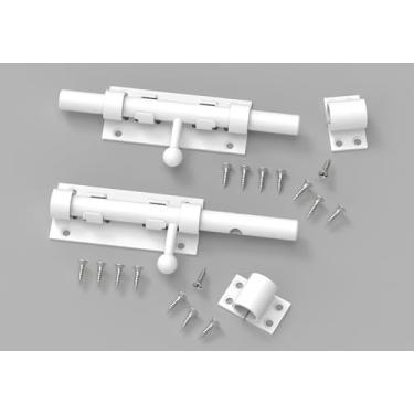 Imagem de Fechadura de porta de entrada sem chave, trava de metal de segurança para porta, travas deslizantes resistentes para portas externas com ferragem de orifício de cadeado para cercas de madeira e portas