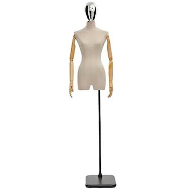 Imagem de Multiuso Manequim de superfície de veludo de camurça de meio corpo Manequim de corpo de manequim feminino para exibição de roupas com suporte de altura ajustável Janela