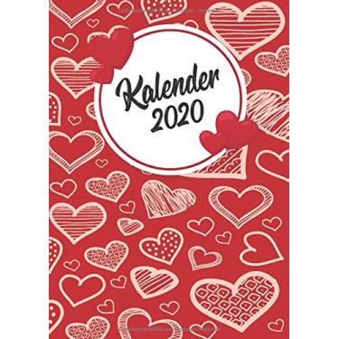 Imagem de Kalender 2020: Wochenplaner zum notieren, organisieren und planen DIN A4. Kalender/Terminkalender/Monats- / Tagesübersicht/Kontakt- / Geburtstags listen/Design : Herz rot Hand Banner