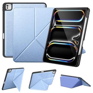 Imagem de VIKESI Capa para iPad Pro M4 de 13 polegadas 2024, capa de origami com várias dobras, suporte para vários ângulos, suporte para Apple Pencil, suporta despertar/hibernar automático - azul celeste
