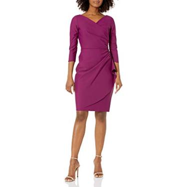 Imagem de Alex Evenings Vestido feminino para coquetel, manga 3/4, caimento curto, emagrecedor, convidada de casamento (tamanho pequeno e regular), Paixão, 36