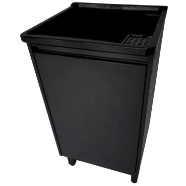 Imagem de Gabinete MDF Preto com Tanque Plástico 26L base Torneira de Bancada para Área de Serviço
