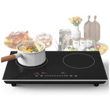 Imagem de Cooktop Elétrico de Indução Portátil com Queimador Duplo, Painel Digital, 9 Níveis de Configuração, Trava de Segurança para Crianças e