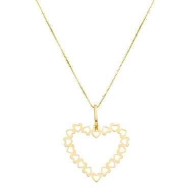 Imagem de Cordão Feminino De Ouro 18k Veneziana 50cm Pingente Coração