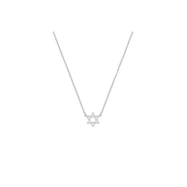 Imagem de Modpide Gargantilha de aço inoxidável com estrela de Davi e colar feminino judeu, Aço inoxidável, Sem Pedra Preciosa