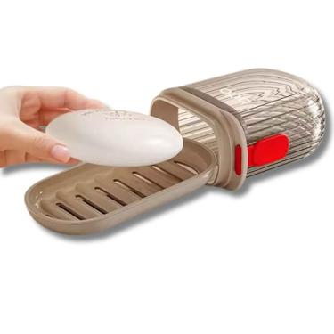 Imagem de Saboneteira Para Viagem Com Estojo Dupla Drenagem Encaixe Firme Compacta À Prova De Vazamento de Água (Cinza)