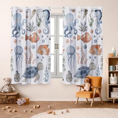 Imagem de Cortina Infantil 2,00x1,50 Decoração Divertida para Quarto de Criança (Oceano)
