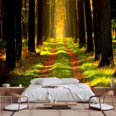 Imagem de Lcythiazole Papel de parede florestal tamanho personalizado grande murais de paisagem verde luz do sol plantas murais de parede de estrada para quarto sala de estar fundo de TV