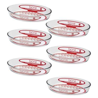 Imagem de 6 Assadeiras Vidro Borosilicato Oval 3L Transparente Biona Oxford