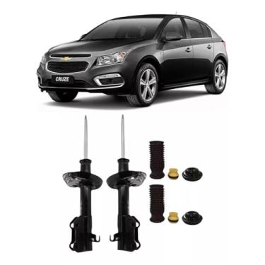 Imagem de PAR AMORTECEDOR DIANTEIRO + KIT BATENTE COIFA + COXIM C/ROLAMENTO CRUZE 1.8 16V 2011 A 2016
