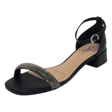 Imagem de Sandália Feminina Salto Baixo Fechamento Pratico Strass Cacci