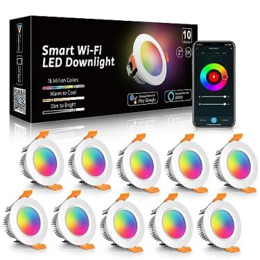Imagem de LightingWill Iluminação Embutida Led De 2 Polegadas, Downlight Led Inteligente Wifi, Luz De Teto Led De 5 W Compatível Com Alexa/Google Assistant, Rgb Regulável E 2700K-6500K, 120 V Com Driver Led (