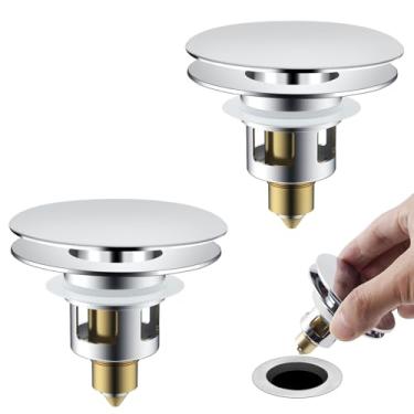 Imagem de Hygie Rinse Rolha De Pia De Banheiro Universal 2Pack Todo Em Metal 2 Em 1 Pop Up Bacia Pia Ralo Filtro Para Pia De 1,1~2,3 Polegadas Padrão Eua Ralo Filtro Com Coletor De Cabelo, Anti-Entupimento, C