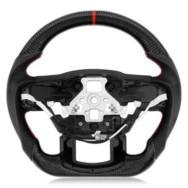 Imagem de VOONKE Volante De Fibra De Carbono Real Para Ford F150 Raptor 2015-2020 Com Paddle Shifters Com Aquecimento Nappa Em Forma De D, Volante De Couro Perfurado Com Fundo Plano