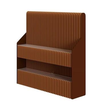 Imagem de Biombos e Divisórias Divisória De Ambiente Com Tela De Privacidade Dobrável Marrom, Divisória De Parede Flexível Retrátil Com Prateleiras Para Sala De Estar, Quarto, Escritório, Loja(1.5x1.5 m/4.92x4.