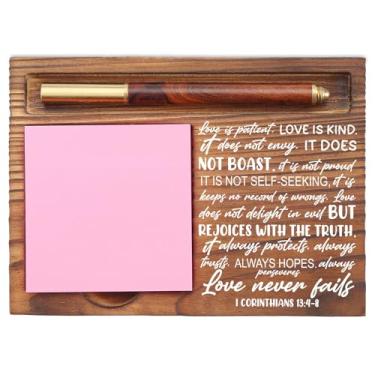 Imagem de Love is Patient Porta-notas adesivas, organizador de mesa cristão para assistente social religioso, terapeuta, conselheiro, educadores, presente para escritório, suportes autoadesivos EDP107