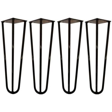 Imagem de Kit 04 Pés de Ferro Aço Hairpin Legs 45 cm Preto A01 Sofá Móveis Mesa 