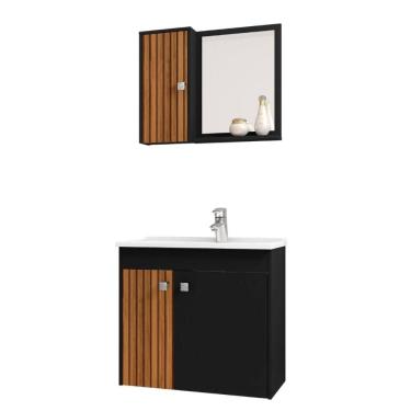 Imagem de Conj Gabinete Munique Preto Fosco Ripado Bechara