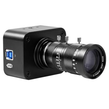 Imagem de MOKOSE Câmera de streaming 4K, webcam de foco manual USB3.0 com lente de zoom teleobjetiva de 10 a 55 mm de montagem C, sensor IMX678 de 1/4.6 cm 8MP compatível com YUY2, câmera web para desktop,