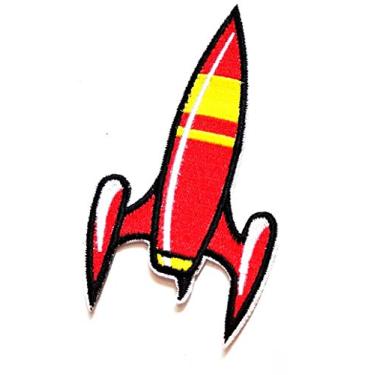 Imagem de Nipitshop Remendos Avião Vermelho Foguetes no Espaço Adesivos Desenhos Animados Crianças Design Emblemas Ferro na Costura Infantil Roupas Chapéus Sapatos