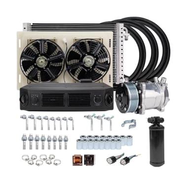 Imagem de 12V 24V A/C Ar Condicionado Evaporador Radiador Compressor Kit Compatível Para Muscle Car Caminhão Van Trator Escavadeira Motorhome AC Peças(C-12V Cool and Heat)