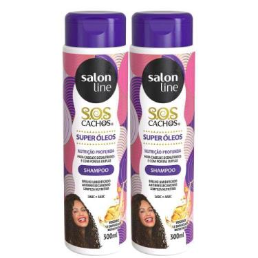 Imagem de Kit 2 Und Shampoo Salon Line Sos Cachos Nutritivo Cabelos Opacos 300ml