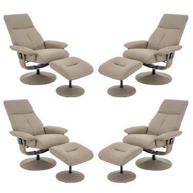 Imagem de Kit 4 Poltronas do Papai Reclinável Elétrica Com Apoio de Pés Giratóri