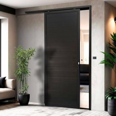 Imagem de Porta de Correr Suspensa 210cm X 70cm Lambril Esq L.25 Brimak Preto