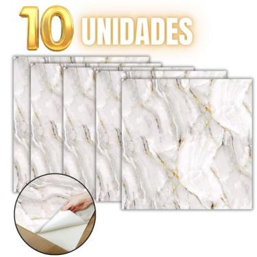 Imagem de Kit 10 Placas Adesivas 60x60cm Efeito Mármore 3D para Parede Autocolan