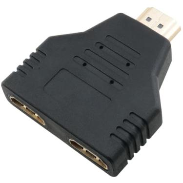 Imagem de DGZZI Adaptador HDMI macho 1 em 2 fêmea plugue de conexão de computador TV para laptop projetor DVD porta HDMI dispositivo filmadora câmera
