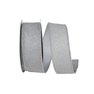 Imagem de Reliant Ribbon Fita de borda metálica brilhante brilhante com fio, prata