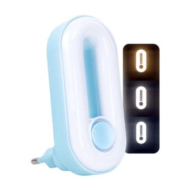 Imagem de Luminária de Tomada Parede Luz Noturna Led Quarto Infantil com 3 Modos de iluminação - Luz Suave e Confortável 0,4W (AZUL)