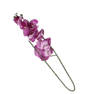 Imagem de Flor Orquídea Artificial com Folhas Decoração Arranjo (Rosa, 1 Unidade)