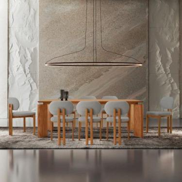 Imagem de Mesa de Jantar Nala 220cm Madeira Tampo Laminado com 8 cadeiras Nala -