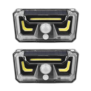 Imagem de Luminaria Solar Arandela Parede Kit 2 Uni Iluminaçao Led Parede Luz Externa Bionic Sensor Movimento