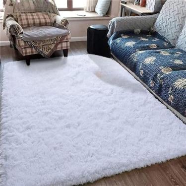Imagem de Tapete macio e fofo para quarto de crianças, antiderrapante, grande, felpudo, pele felpuda, área interna, sala de estar, carpete, quarto infantil, branco, 160 cm x 200 cm