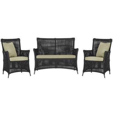 Imagem de Jogo Sofá e 2 Poltronas de Área Igapó Alumínio Pintura Marrom Corda Náutica Estofado 7 Trama