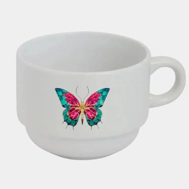 Imagem de Xícara Branca Bucks de Porcelana 180ml - BORBOLETA GEOMETRICA
