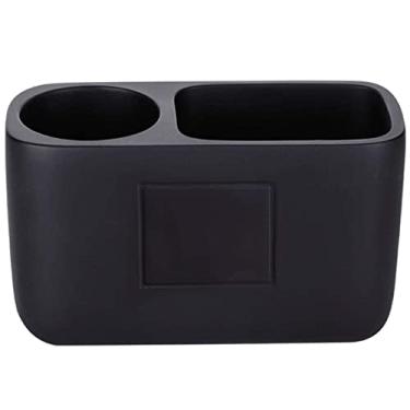 Imagem de Porta-lápis de mesa de resina, suporte de pincel de maquiagem para armazenamento de divisão, suporte de lápis durável multifuncional para escritório, sala de aula, casa, papelaria (preto)
