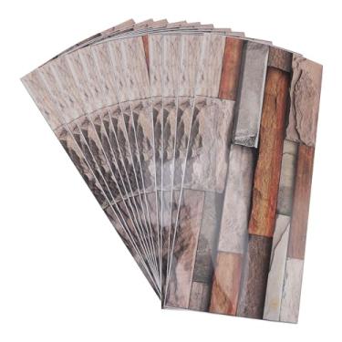 Imagem de 12pcs Retro Brick Efeito Tile Adesivo de Parede, Adesivo de Parede Autônoma Adesivo de Telha de Telha Adesiva de Parede Com Filme de Estimação, Adesivo de Tijolos à Prova d'água de PVC à Prova