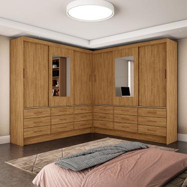Imagem de Closet Sevilha 6 Portas Casal Duplo com Espelho 18 Gavetas Carioca Moveis - Cinamomo