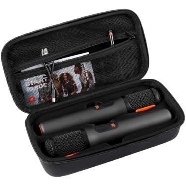 Imagem de TOSICAM Estojo para armazenamento de viagem com microfone duplo sem fio da PartyBox, organizador de microfone duplo portátil para receptores/adaptadores/pilhas AA (apenas caixa)